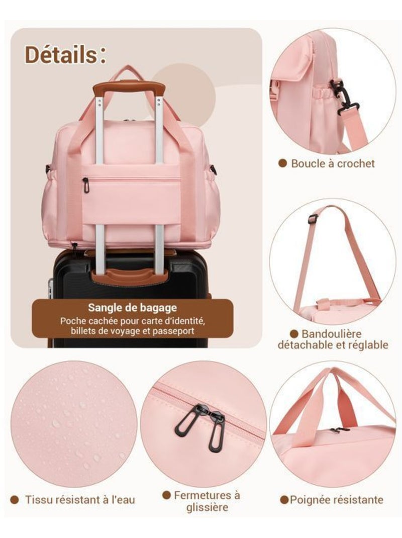 Sac cabine 40x30x20 cm compartiment chaussures - kono Rose - Kiabi