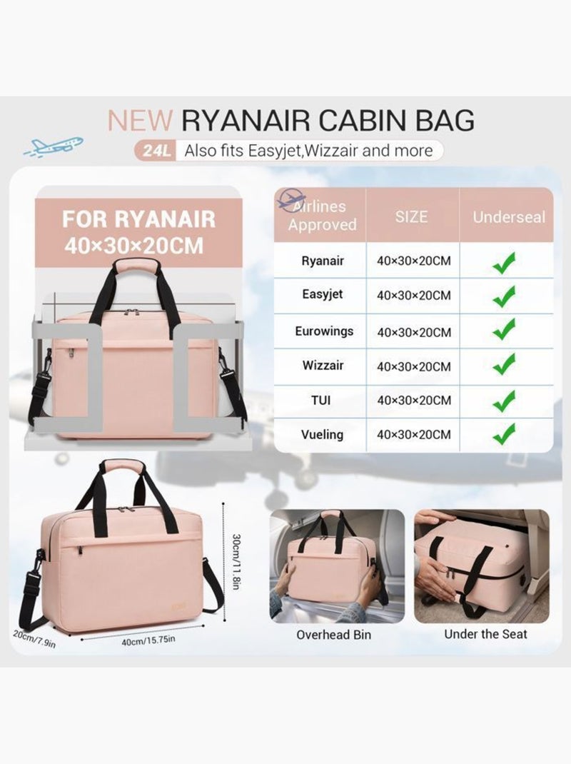 Sac cabine pliable 40x30x20 cm 24 l bandoulière 0,5 kg - kono Rose - Kiabi