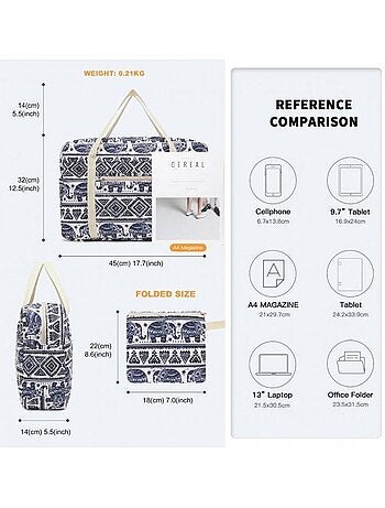 Sac cabine pliable 45x32x14 cm étui trolley multi-poches - kono