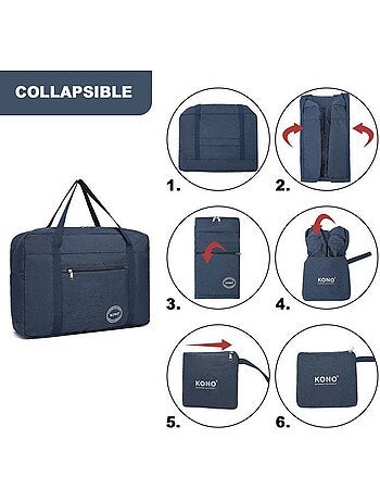 Sac cabine pliable 45x32x14 cm tissu imperméable trolley - kono