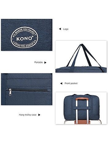 Sac cabine pliable 45x32x14 cm tissu imperméable trolley - kono