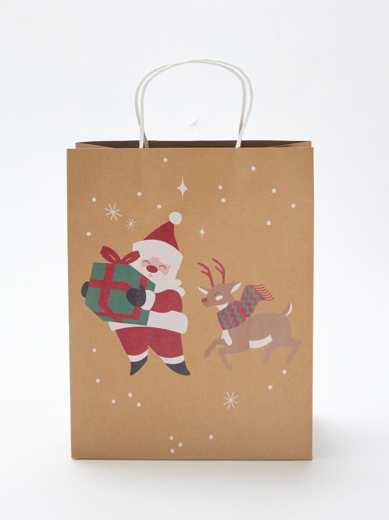 Sac cadeau en papier 'Noël' Marron - Kiabi