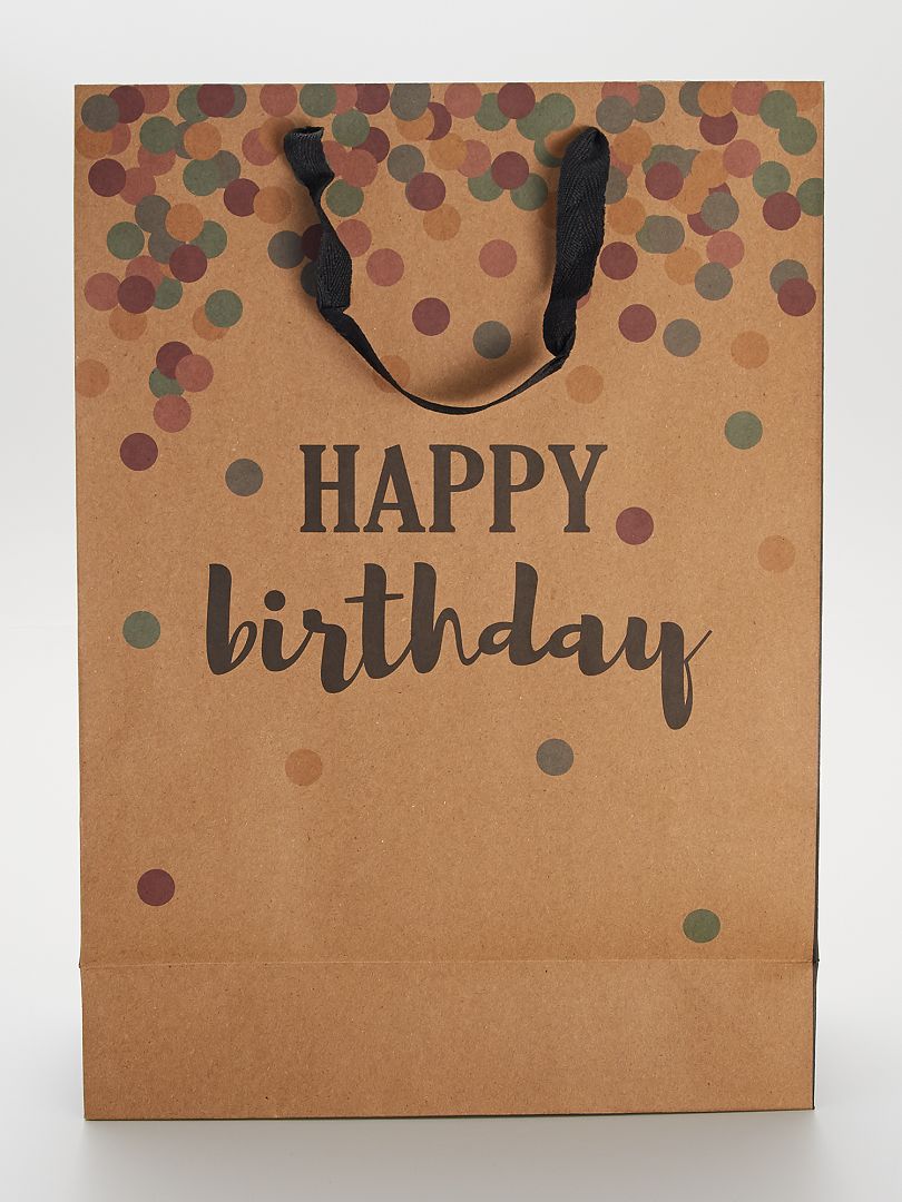 Sac cadeau 'Happy Birthday' marron - Kiabi