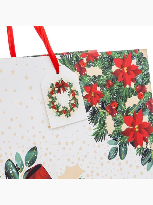 Sac cadeau imprimé couronne de noël dream taille jumbo rouge et blanc - Kiabi