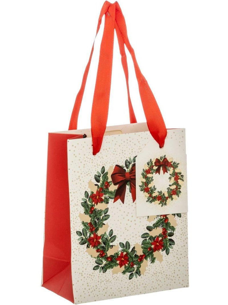 Sac cadeau imprimé couronne de noël dream taille mini rouge et blanc Multicolore - Kiabi