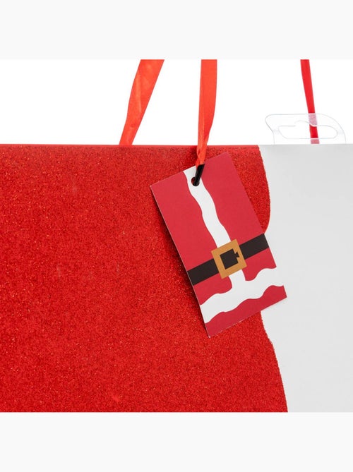 Sac cadeau imprimé grande taille tenue de père noël paillettes rouge - Kiabi