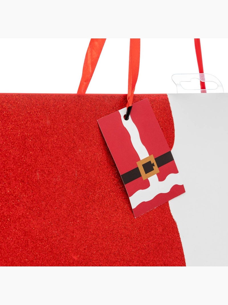 Sac cadeau imprimé grande taille tenue de père noël paillettes rouge Rouge - Kiabi