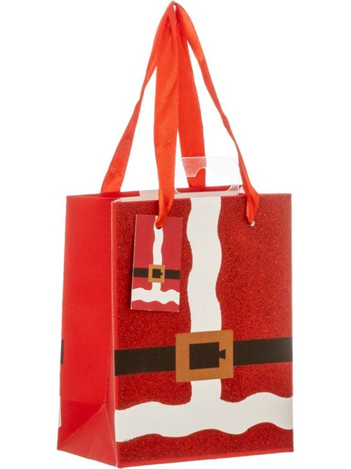Sac cadeau imprimé taille mini tenue de père noël paillettes rouge - Kiabi Sac cadeau imprimé taille mini tenue de père noël paillettes rouge - Kiabi