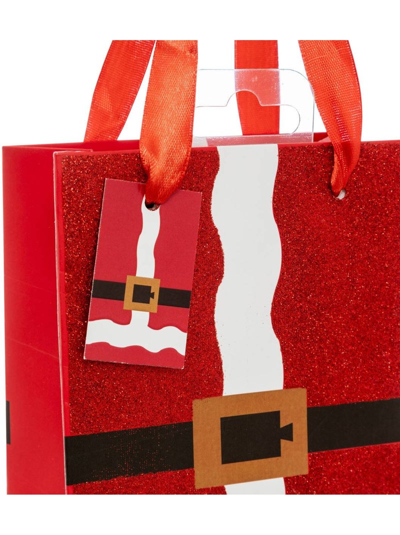 Sac cadeau imprimé taille mini tenue de père noël paillettes rouge Rouge - Kiabi