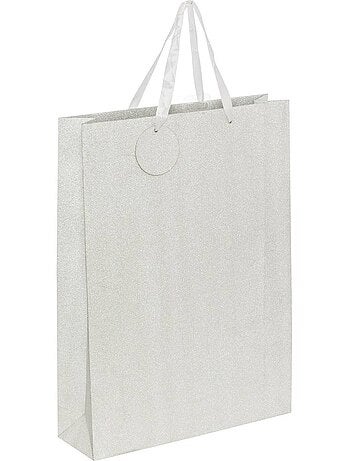 Sac cadeau paillettes grande taille argent