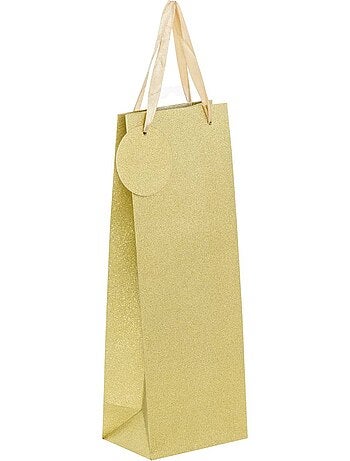 Sac cadeau paillettes taille bouteille doré