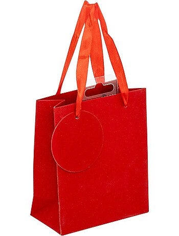 Sac cadeau paillettes taille mini rouge