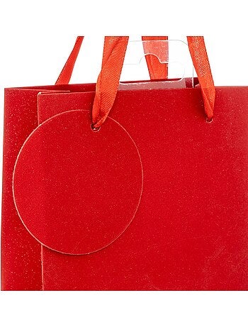Sac cadeau paillettes taille mini rouge