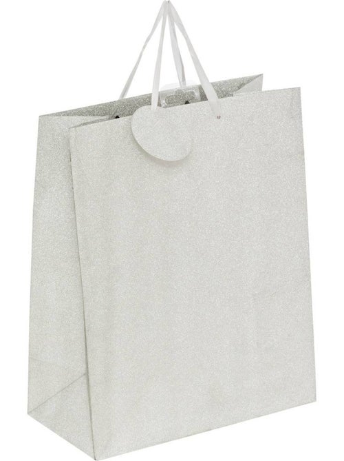 Sac cadeau paillettes taille moyenne argent - Kiabi