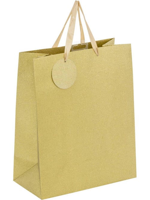 Sac cadeau paillettes taille moyenne doré - Kiabi