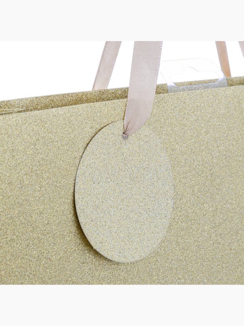 Sac cadeau paillettes taille moyenne doré - Kiabi
