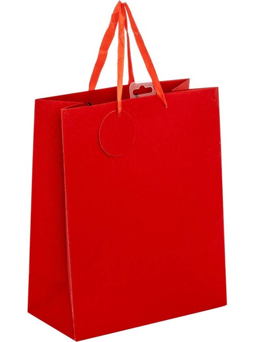 Sac cadeau paillettes taille moyenne rouge - Kiabi
