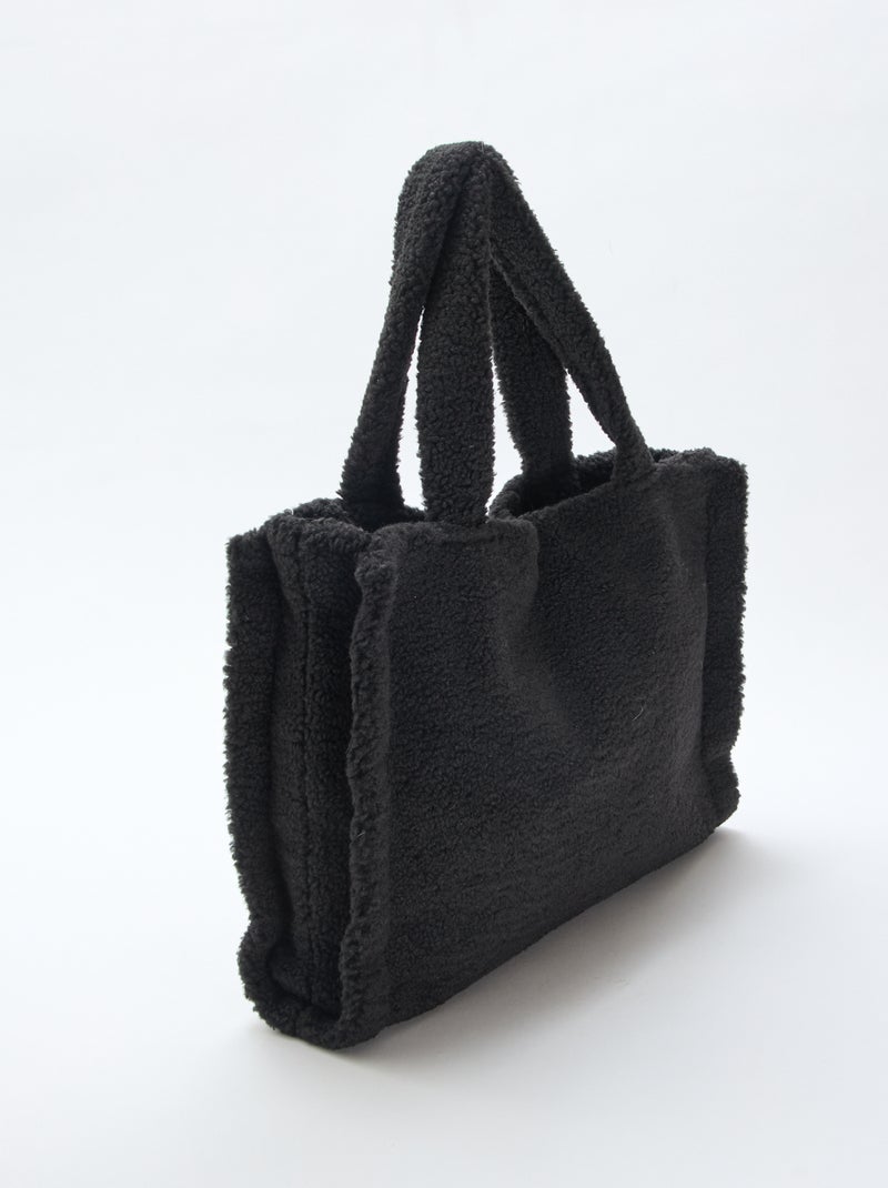 Sac carré moutonné Noir - Kiabi
