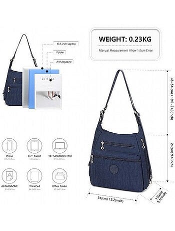 Sac convertible 3 en 1 31x13x24 cm antivol imperméable - kono