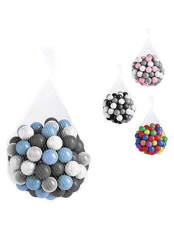 Sac de 100 balles - Bleu, gris, blanc et transparent - Kiabi