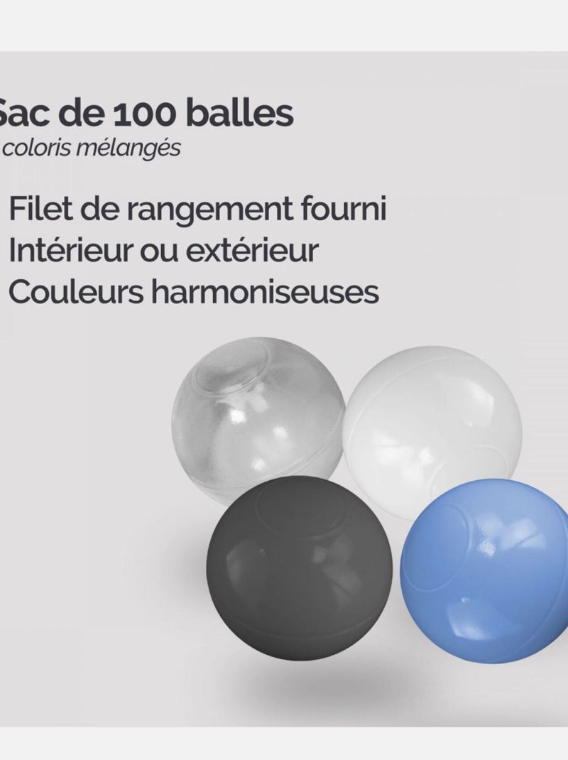 Sac de 100 balles de jeu ou de piscine - Monsieur Bébé Bleu - Kiabi