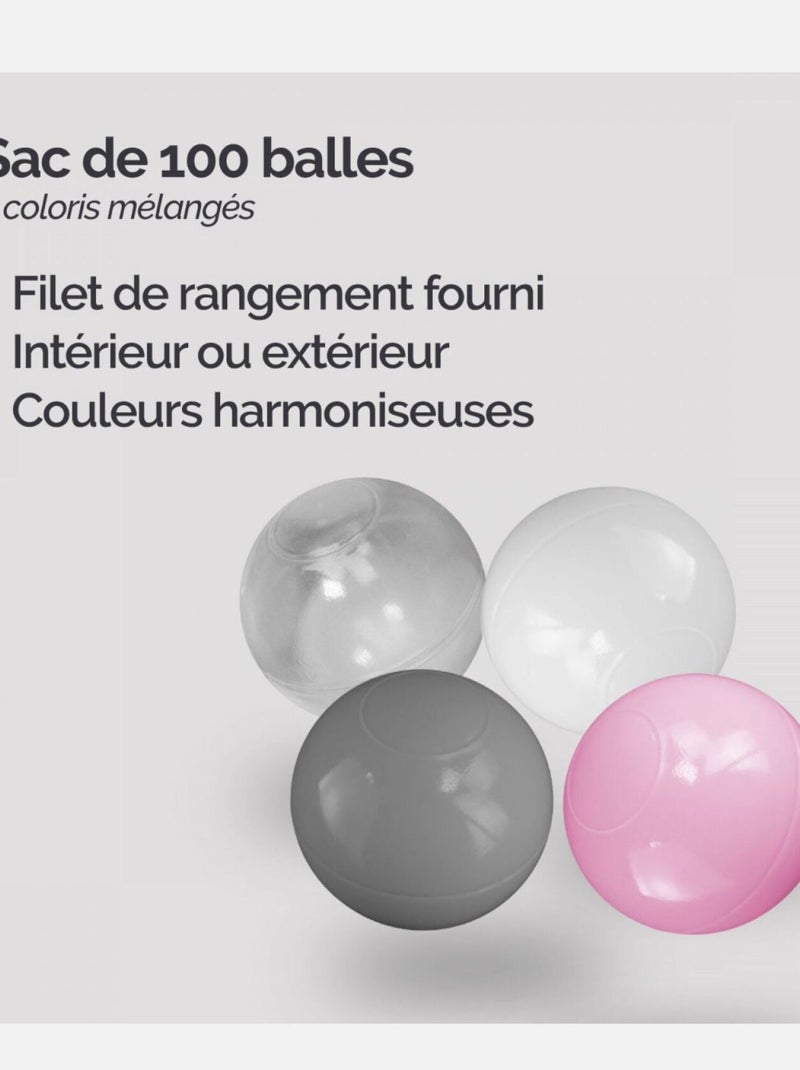 Sac de 100 balles de jeu ou de piscine - Monsieur Bébé Rose - Kiabi