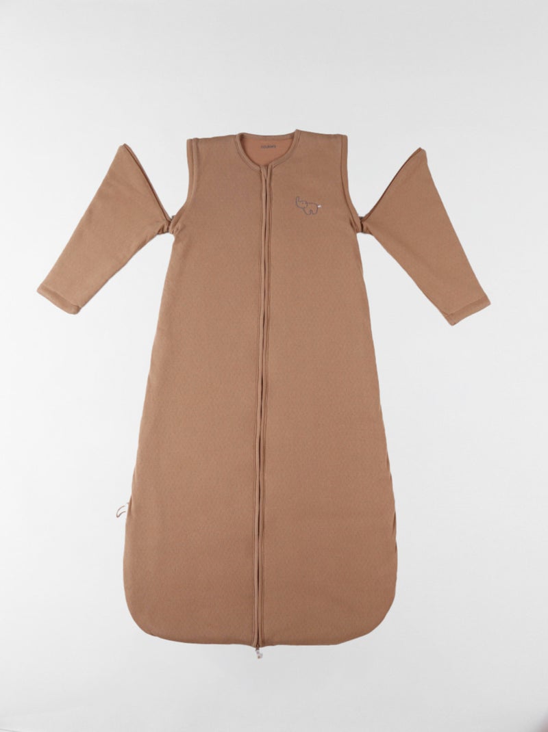 Sac de couchage 100cm, manches amovibles, Jersey pointelle Noukie's Marron - Kiabi
