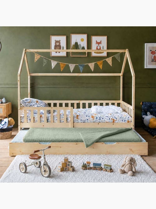 Sac de couchage enfant en coton bio vert - Kiabi