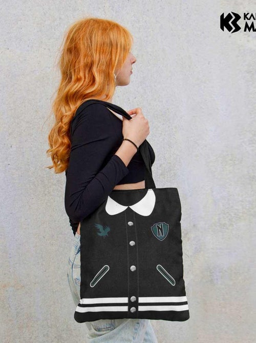 Sac de Courses Shopping - Mercredi Varsity - Noir - Taille Unique - Kiabi