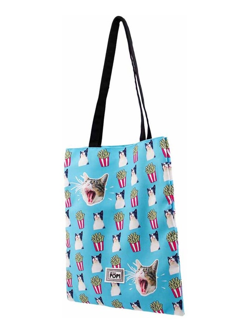 Sac de Courses Shopping - Oh My Pop! Angry Cat - Turquoise - Taille Unique Bleu turquoise - Kiabi