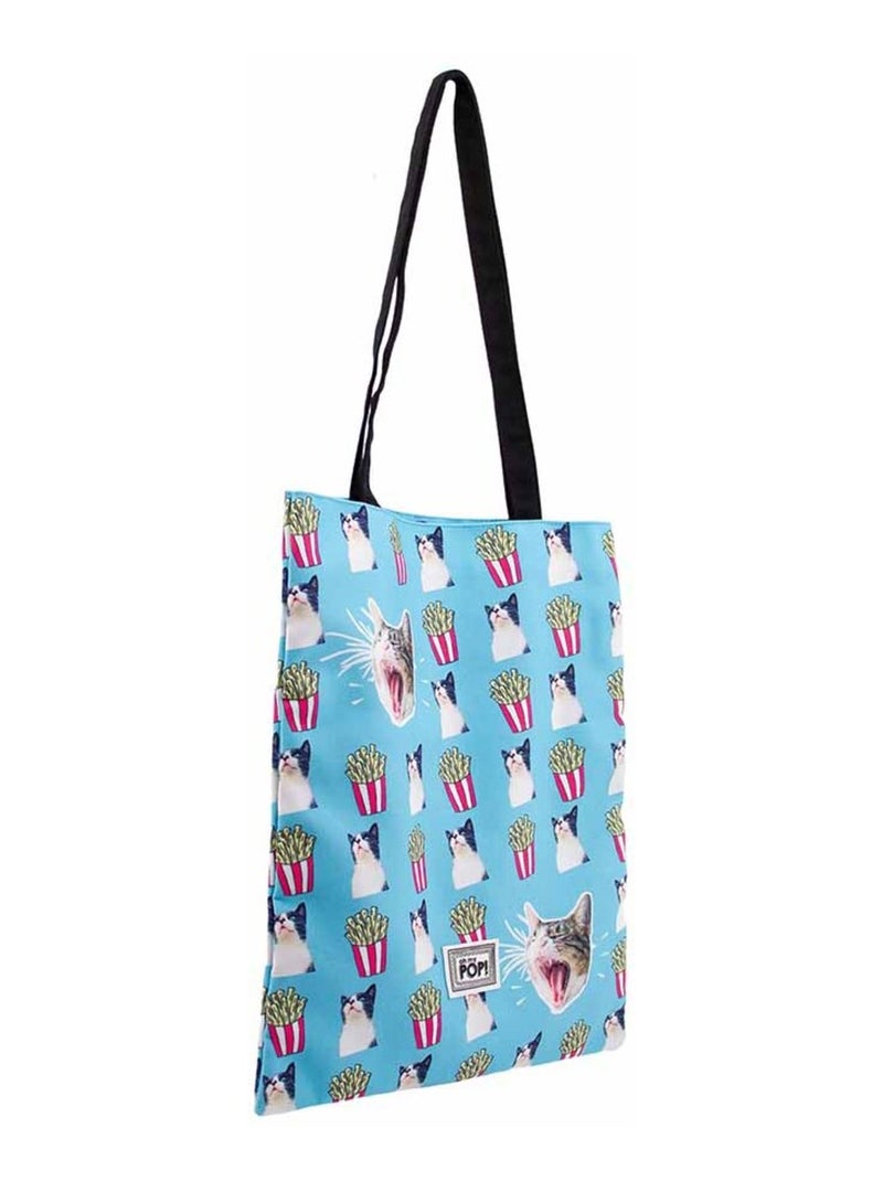 Sac de Courses Shopping - Oh My Pop! Angry Cat - Turquoise - Taille Unique Bleu turquoise - Kiabi