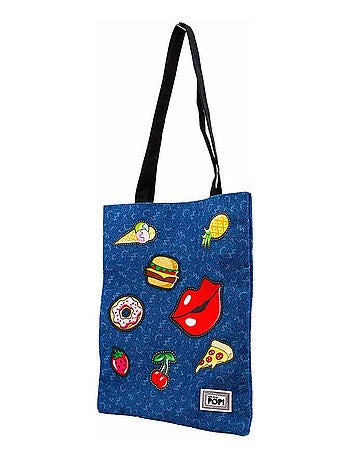 Sac de Courses Shopping - Oh My Pop! Patches - Bleu Foncé - Taille Unique
