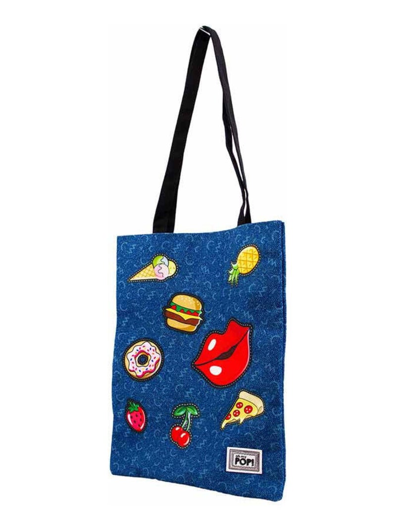Sac de Courses Shopping - Oh My Pop! Patches - Bleu Foncé - Taille Unique Bleu foncé - Kiabi