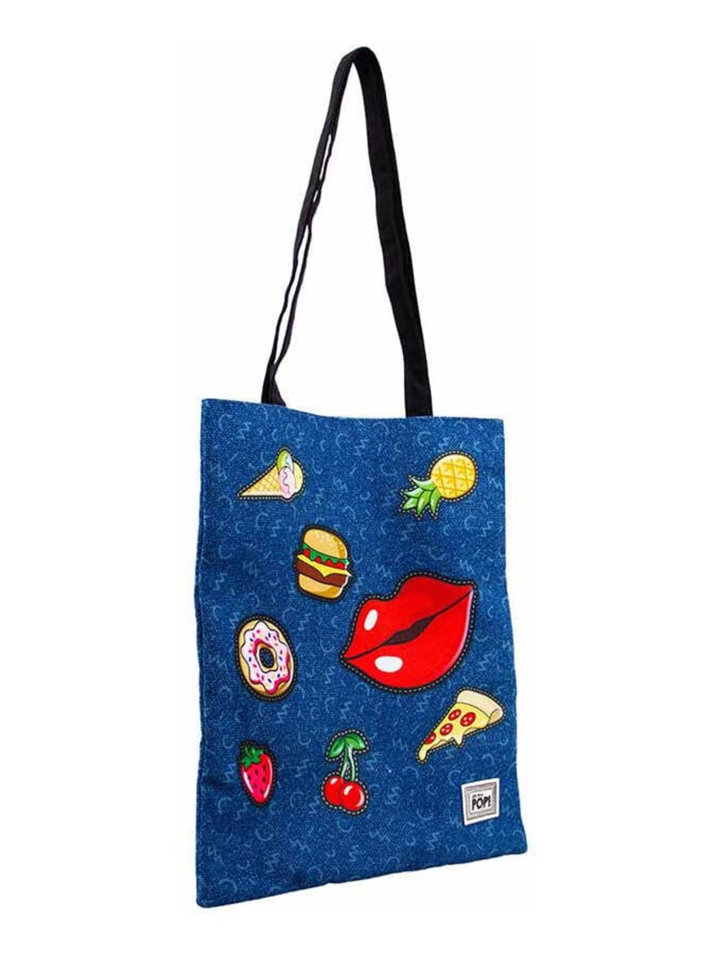 Sac de Courses Shopping - Oh My Pop! Patches - Bleu Foncé - Taille Unique Bleu foncé - Kiabi