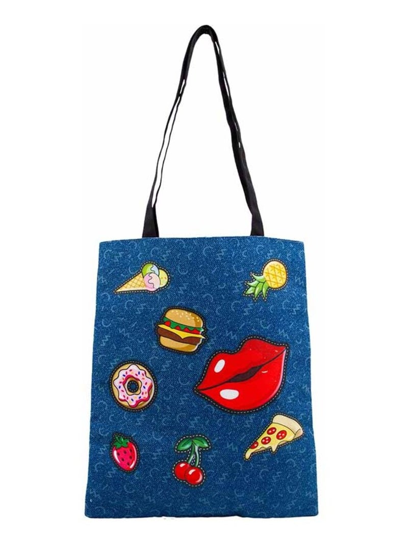 Sac de Courses Shopping - Oh My Pop! Patches - Bleu Foncé - Taille Unique Bleu foncé - Kiabi