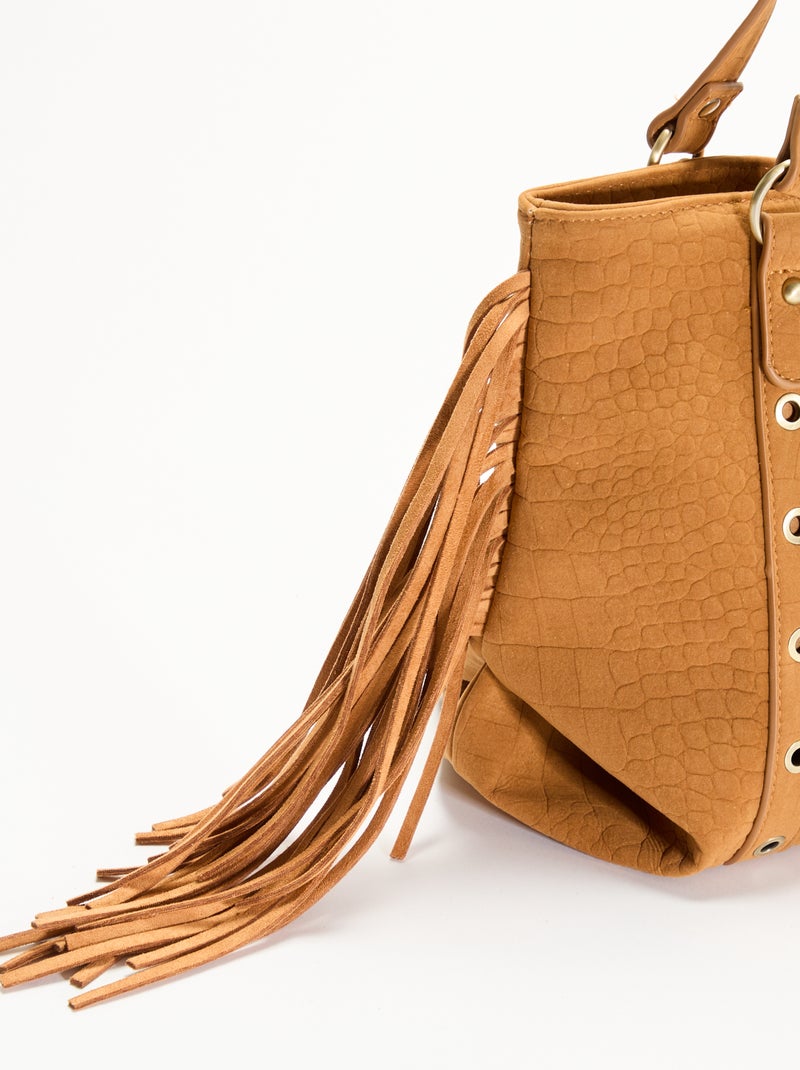 Sac de forme hobo avec franges Beige - Kiabi