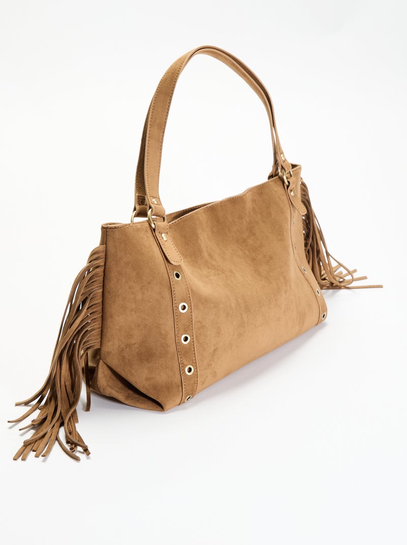 Sac de forme hobo avec franges Kaki - Kiabi