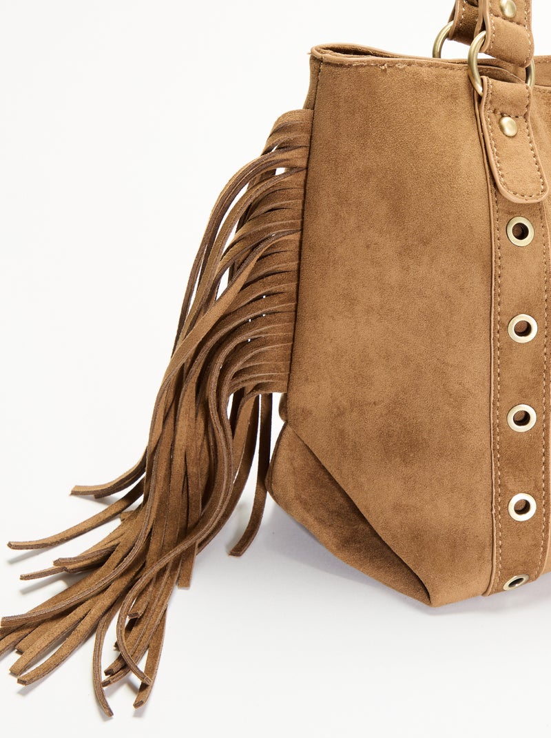 Sac de forme hobo avec franges Kaki - Kiabi