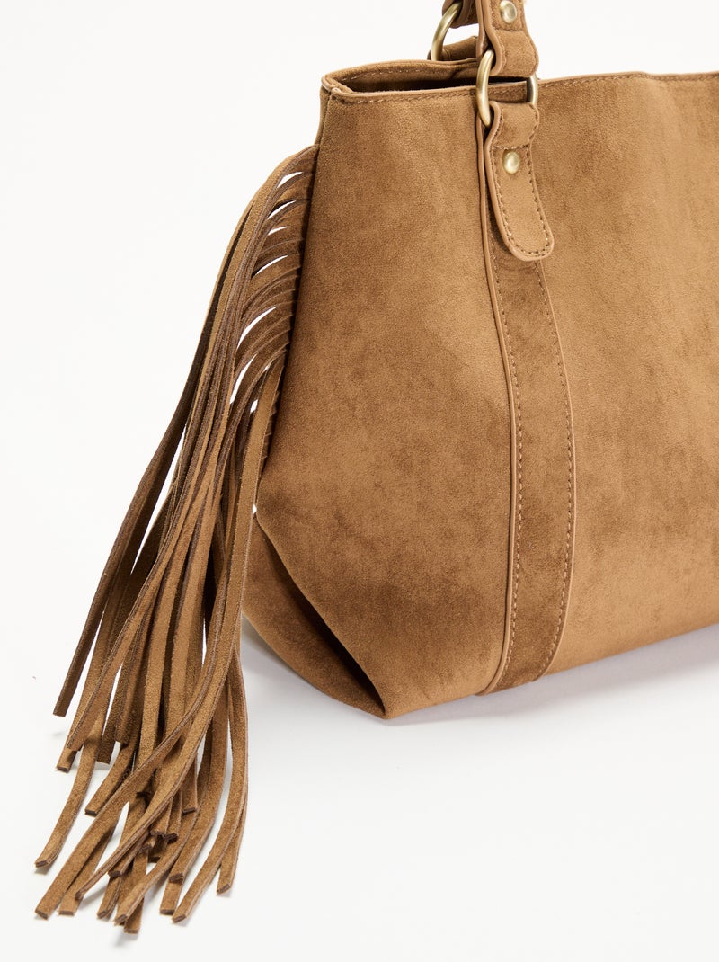 Sac de forme hobo avec franges Kaki - Kiabi