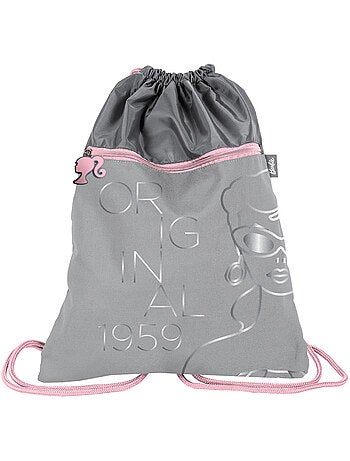 Sac de piscine 'Barbie' 45 cm gris – 1 compartiment & poche zippée – Barbie