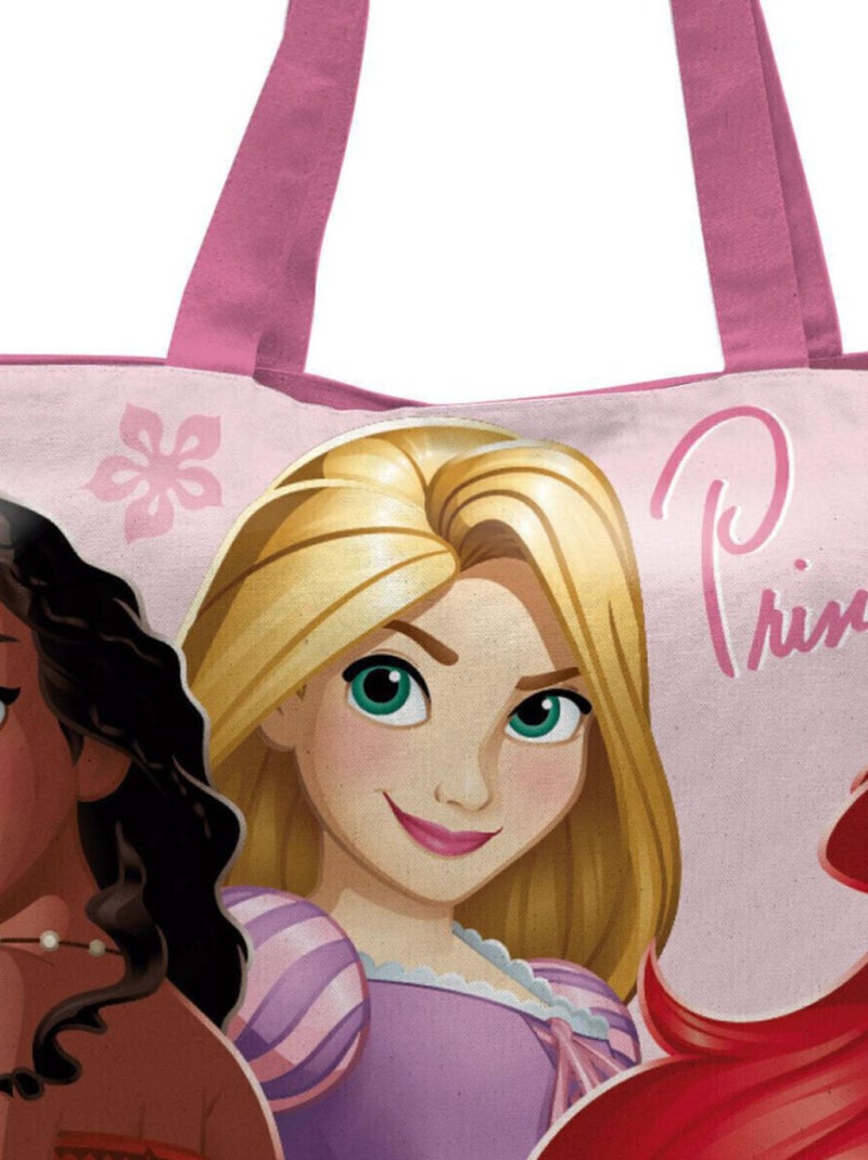 Sac de plage 3 Princesses Disney Vaiana, Raiponce, Ariel avec fermeture éclair Rose - Kiabi