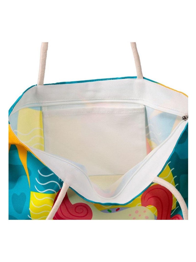 Sac de plage 41 x 55 cm Licorne a la plage Bleu - Kiabi