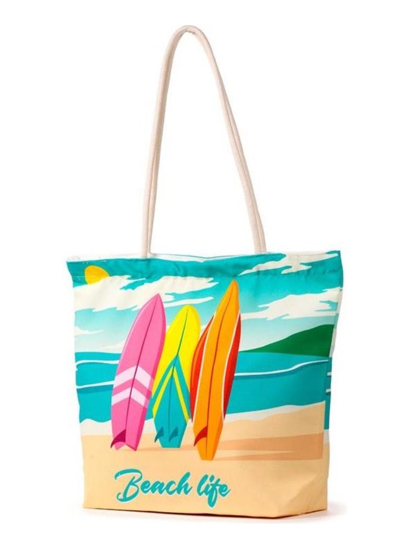 Sac de plage 41 x 55 cm Surf beach life Bleu - Kiabi