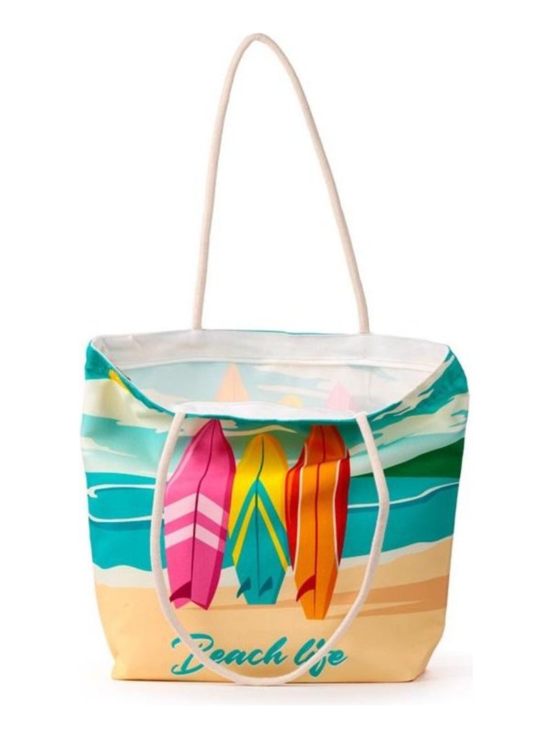 Sac de plage 41 x 55 cm Surf beach life Bleu - Kiabi
