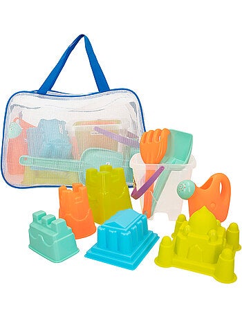 Sac de plage avec seau et accessoires color beach