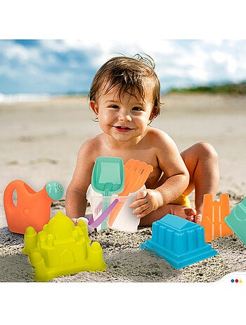 Sac de plage avec seau et accessoires color beach