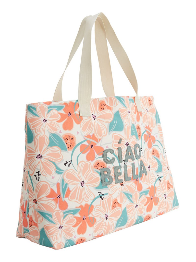 Sac de plage Fleur Ecru - Kiabi