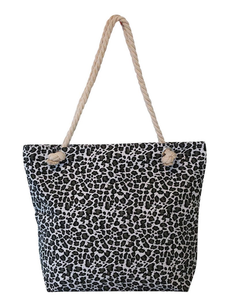 Sac de plage LEOPARD Beige/Noir - Kiabi
