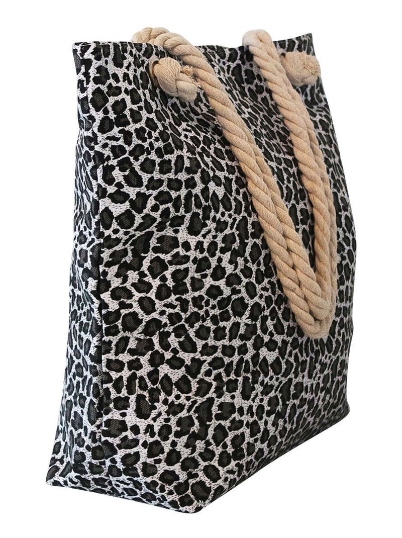 Sac de plage LEOPARD Beige/Noir - Kiabi