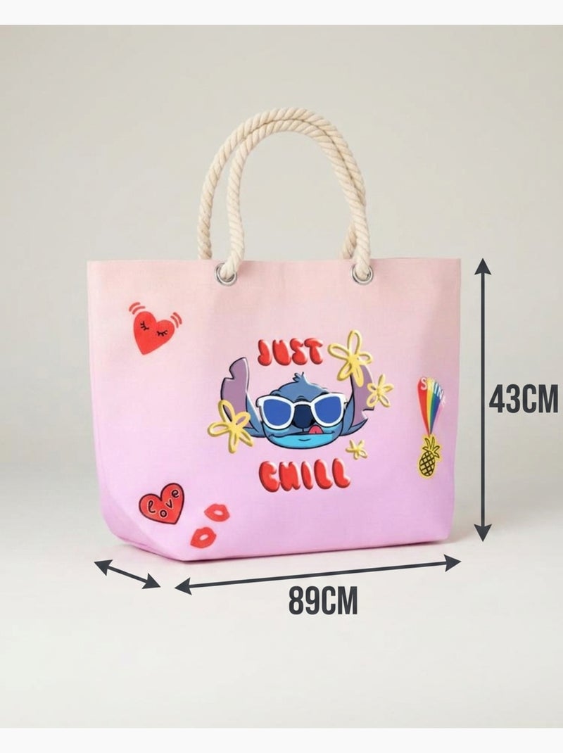 Sac de plage lilo & stitch   | licence officielle Rose - Kiabi